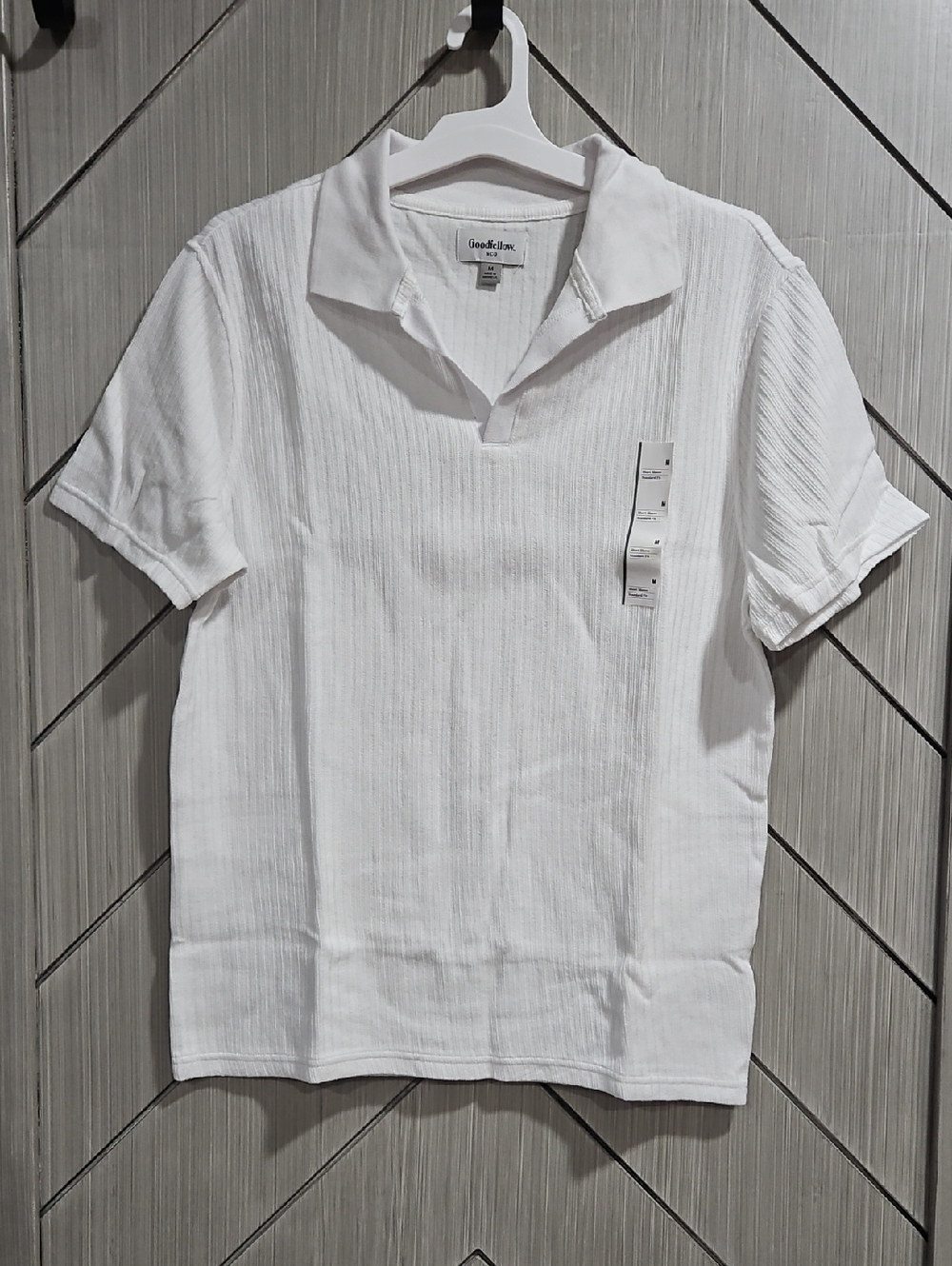 Goodfellow & Co White Textured Short-Sleeve Polo